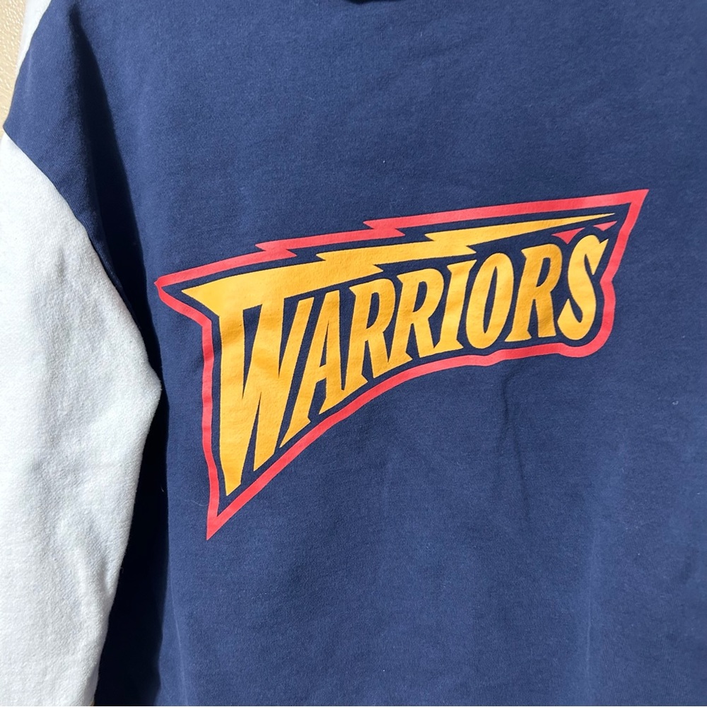 Golden State Warriors Mitchell And Ness Hardwood Classics Pullover Hoodie Navy - Picture 6 of 10